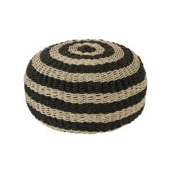 POUF STRIPES WOOVEN PLASTIC BLACK NATURAL 50 - CHAIRS, STOOLS